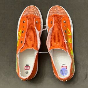 Ecko unlimitedred women’s orange slip on sneakers nwot  orange and white crystal